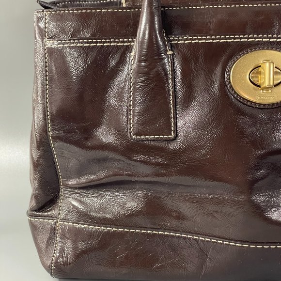 Coach Vintage # 11789 Large Leather Shoulder Bag In Chocolate Brown - Picture 2 of 15